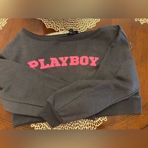 PLAYBOY Charcoal and Pink Hoodie